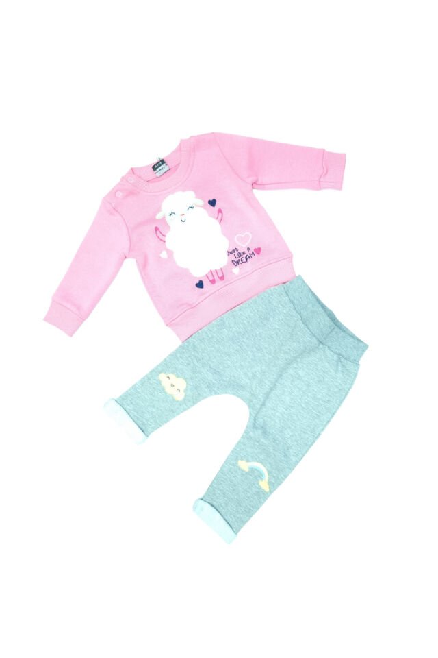 Pelops Kız Bebek Spor Eşofman Takım Pembe - 6-9 Ay