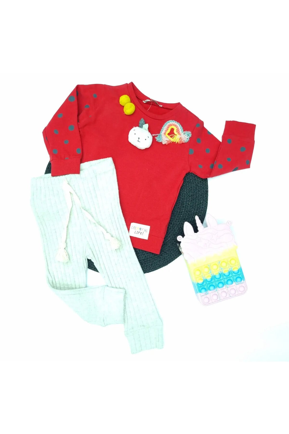 Via Kız Bebek Spor Taytlı Takım Kırmızı - 3 Yaş
