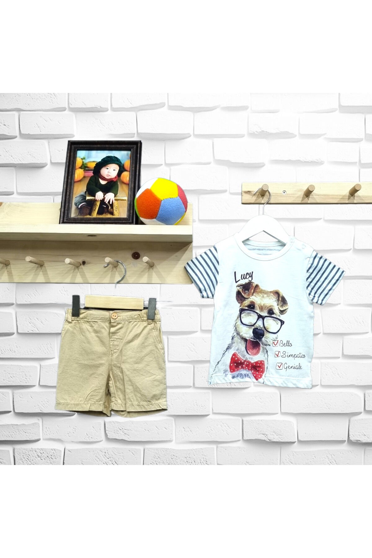 Bebetto Erkek Bebek Sevimli Köpek Lucy Baskılı Şortlu Yazlık Takım