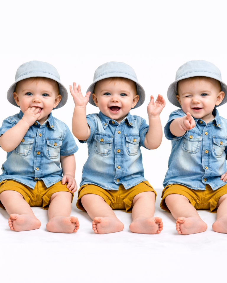 Maia Erkek Bebek Kot Gömlekli Keten Şortlu Üçlü Yazlık Takım