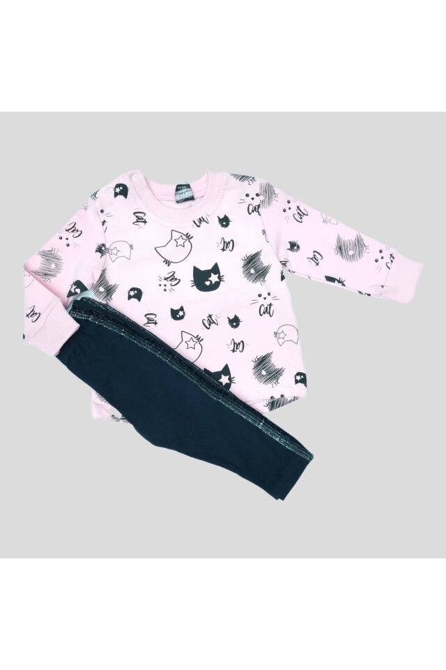Pelops Kız Bebek Spor Taytlı Takım Pembe - 9 - 12 Ay