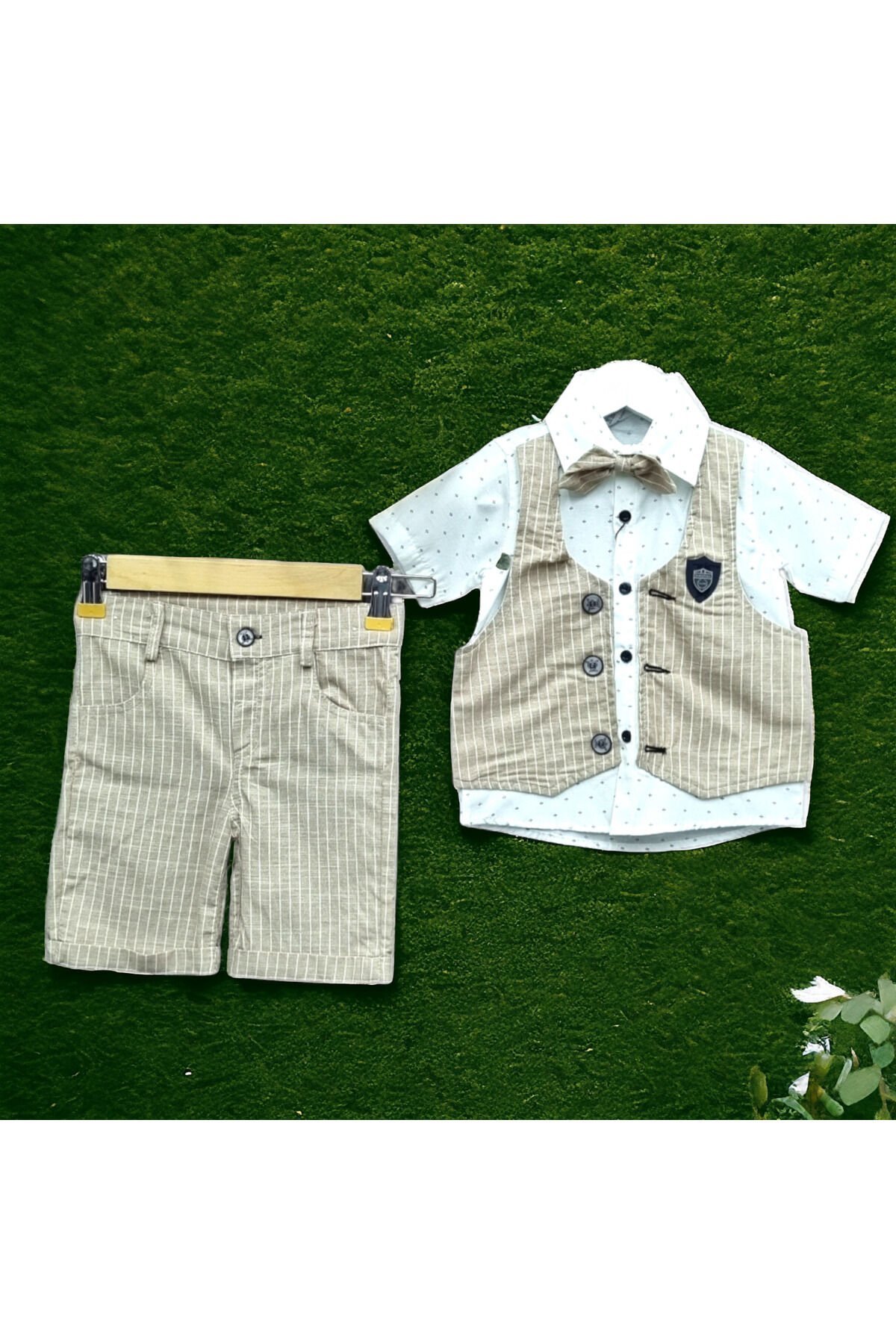 Babyboy Çizgi Desen Cepken Detay Görünümlü Takım