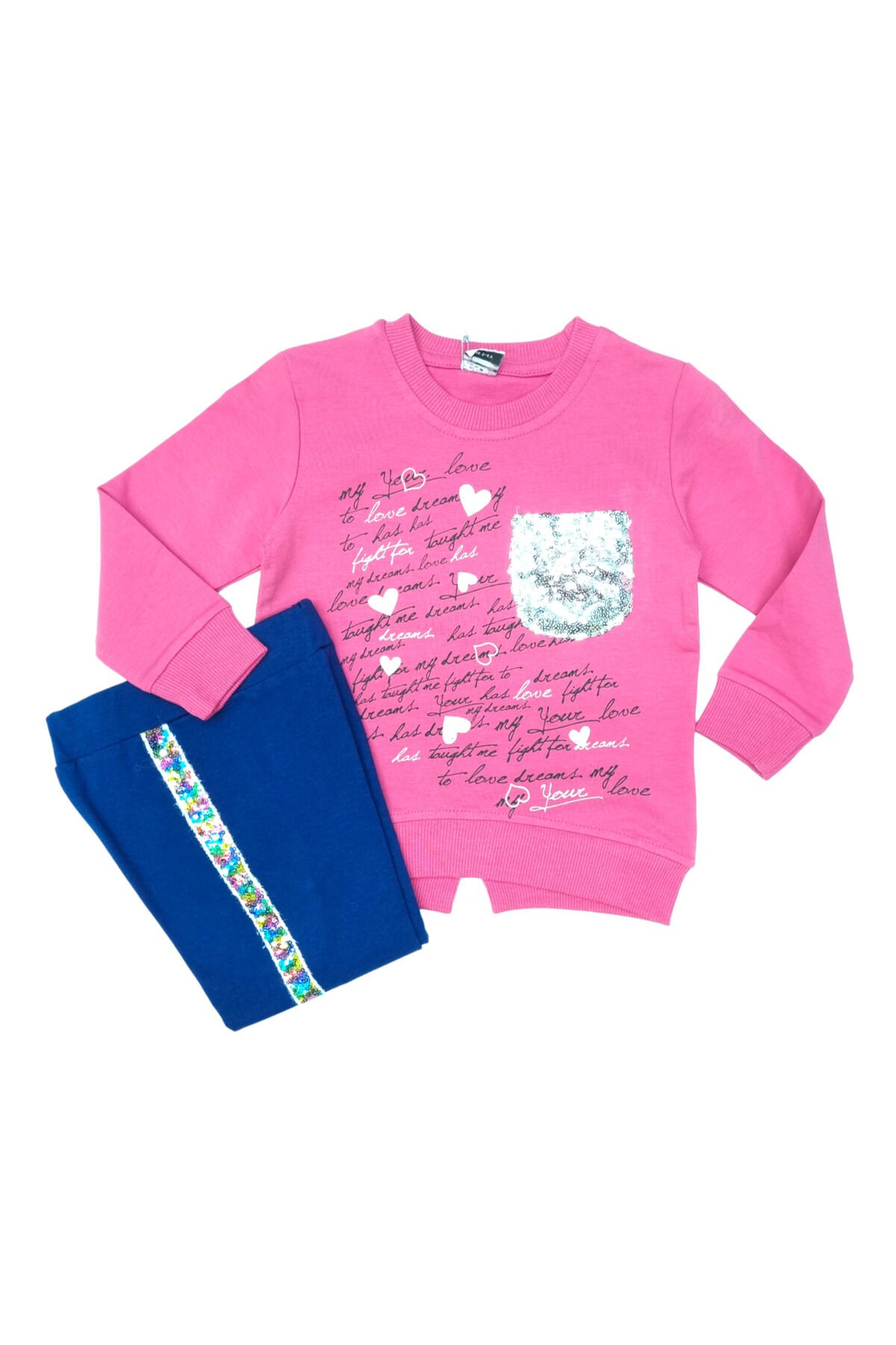 Pelops Kız Bebek Spor Taytlı Takım Pembe - 3-4 Yaş