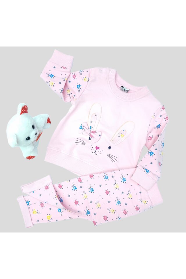 Pelops Kız Bebek Spor Eşofman Takım Pembe - 9 - 12 Ay
