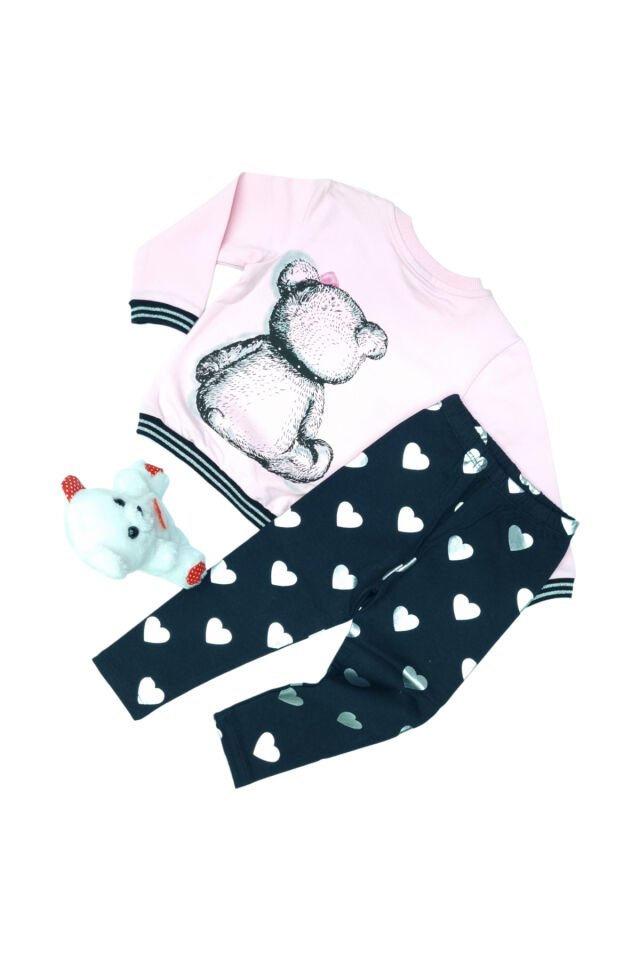 Pelops Kız Bebek Spor Taytlı Takım Pembe - 18-24 Ay