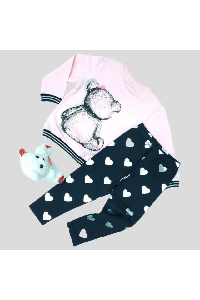 Pelops Kız Bebek Spor Taytlı Takım Pembe - 18-24 Ay