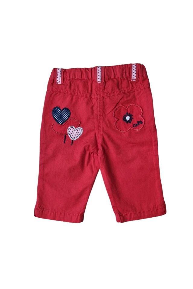 Çikoby Kız Bebek Keten Pantolon Kırmızı - 18-24 Ay