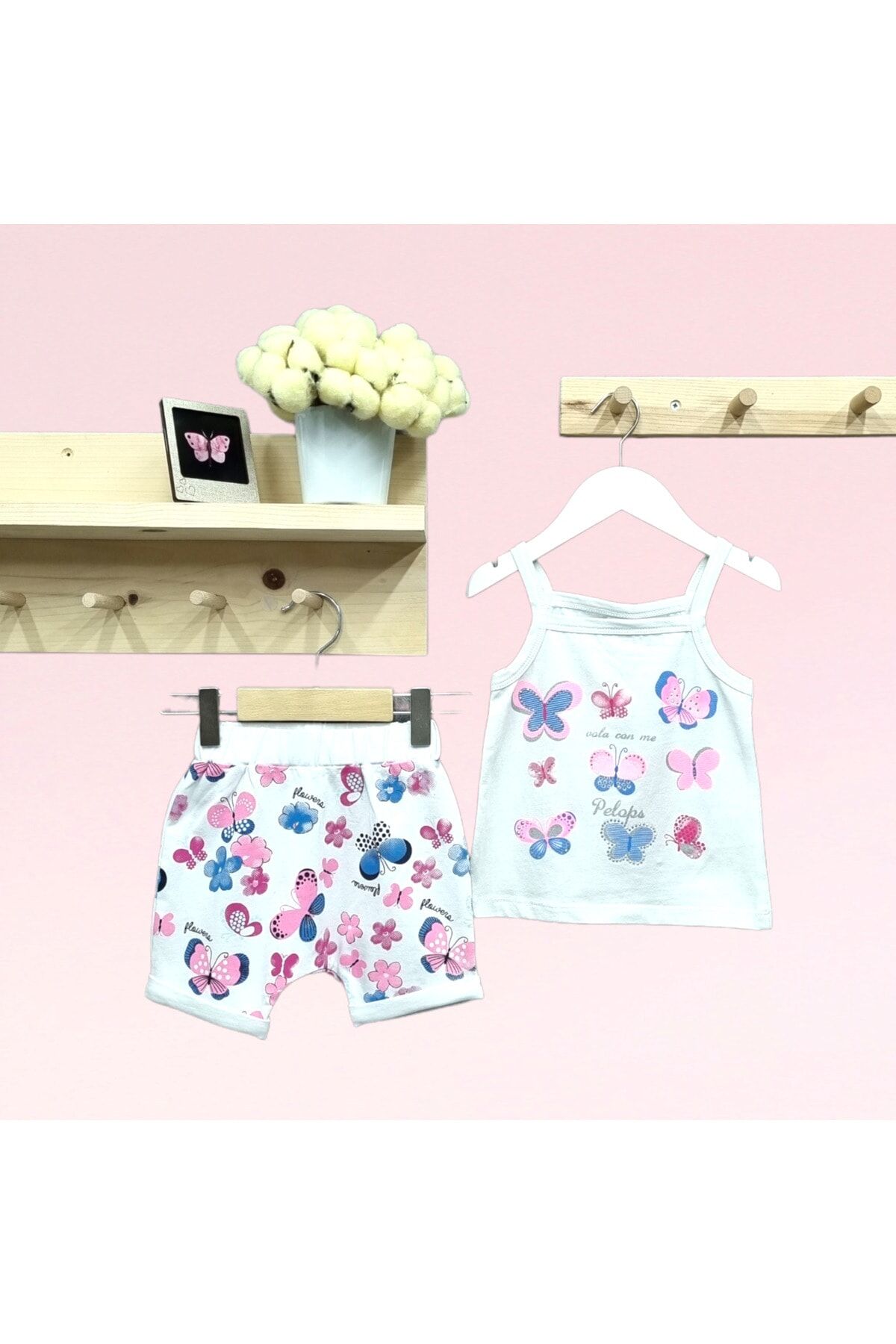 Pelops Kız Bebek Şortlu Yazlık Takım