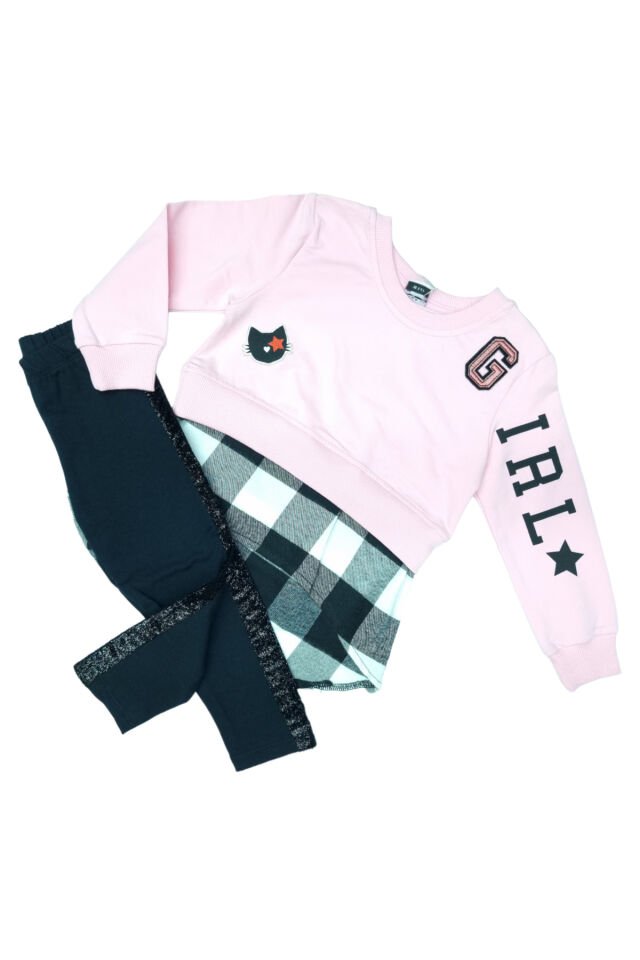 Pelops Kız Bebek Spor Taytlı Takım Pembe - 3-4 Yaş
