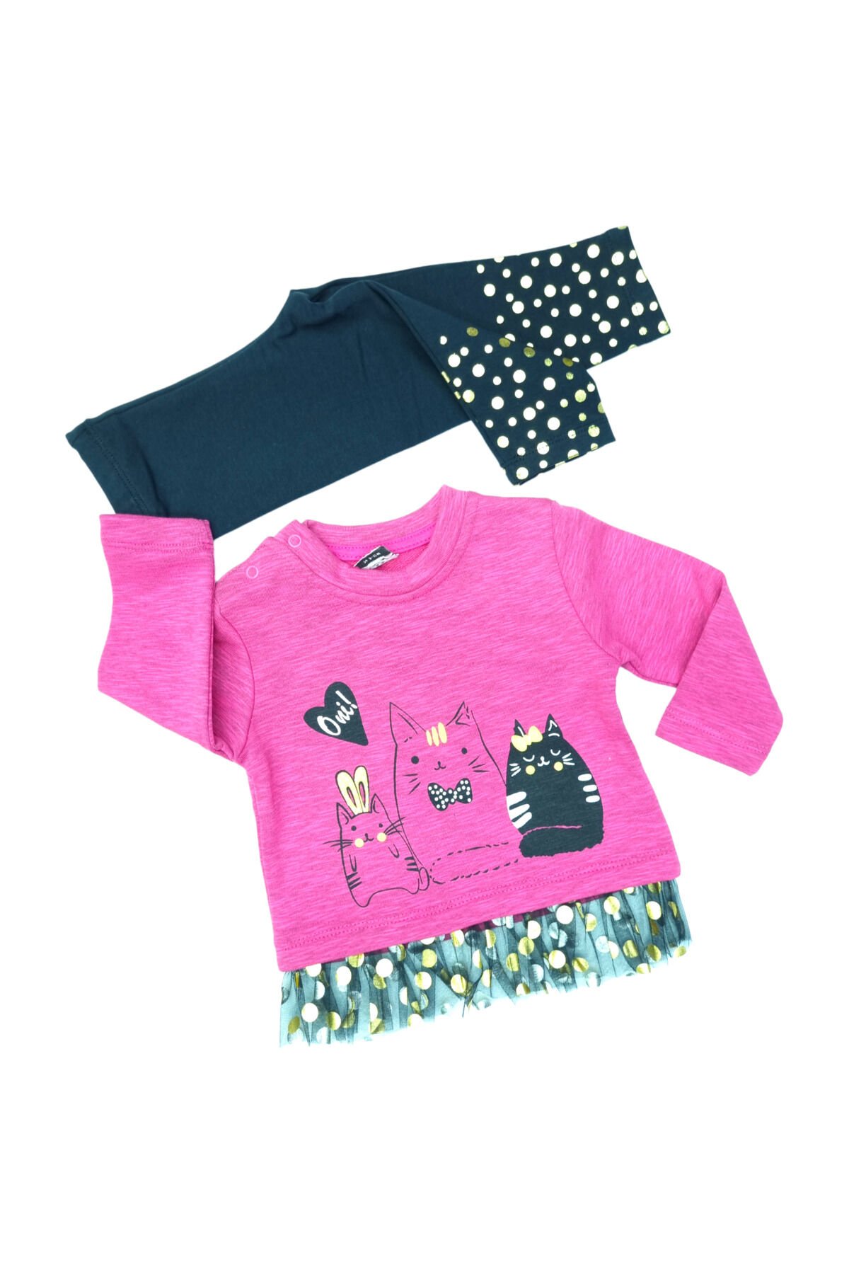 Pelops Kız Bebek Spor Taytlı Takım Pembe - 9 - 12 Ay