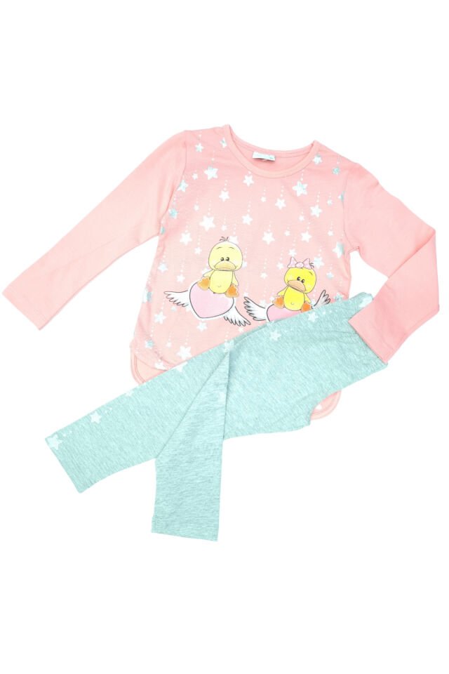 Breeze Kız Bebek Spor Taytlı Takım Pudra - 4 Yaş
