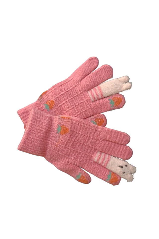 Kitti Sevimli Ayıcık ve Çilek Detaylı Kız Çocuk Eldiven