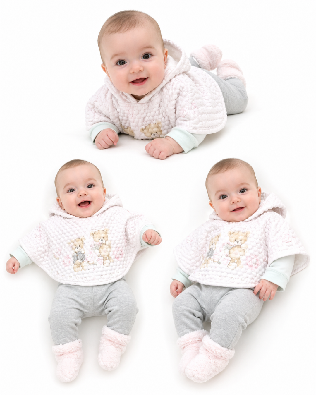 Babyrose Kız Bebek Pelerinli Üçlü Takım