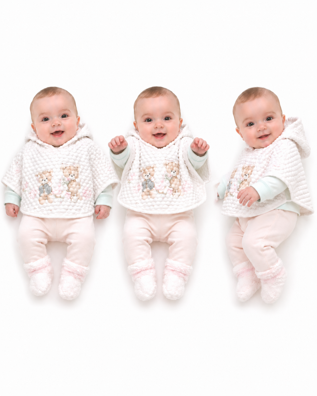 Babyrose Kız Bebek Pelerinli Üçlü Takım
