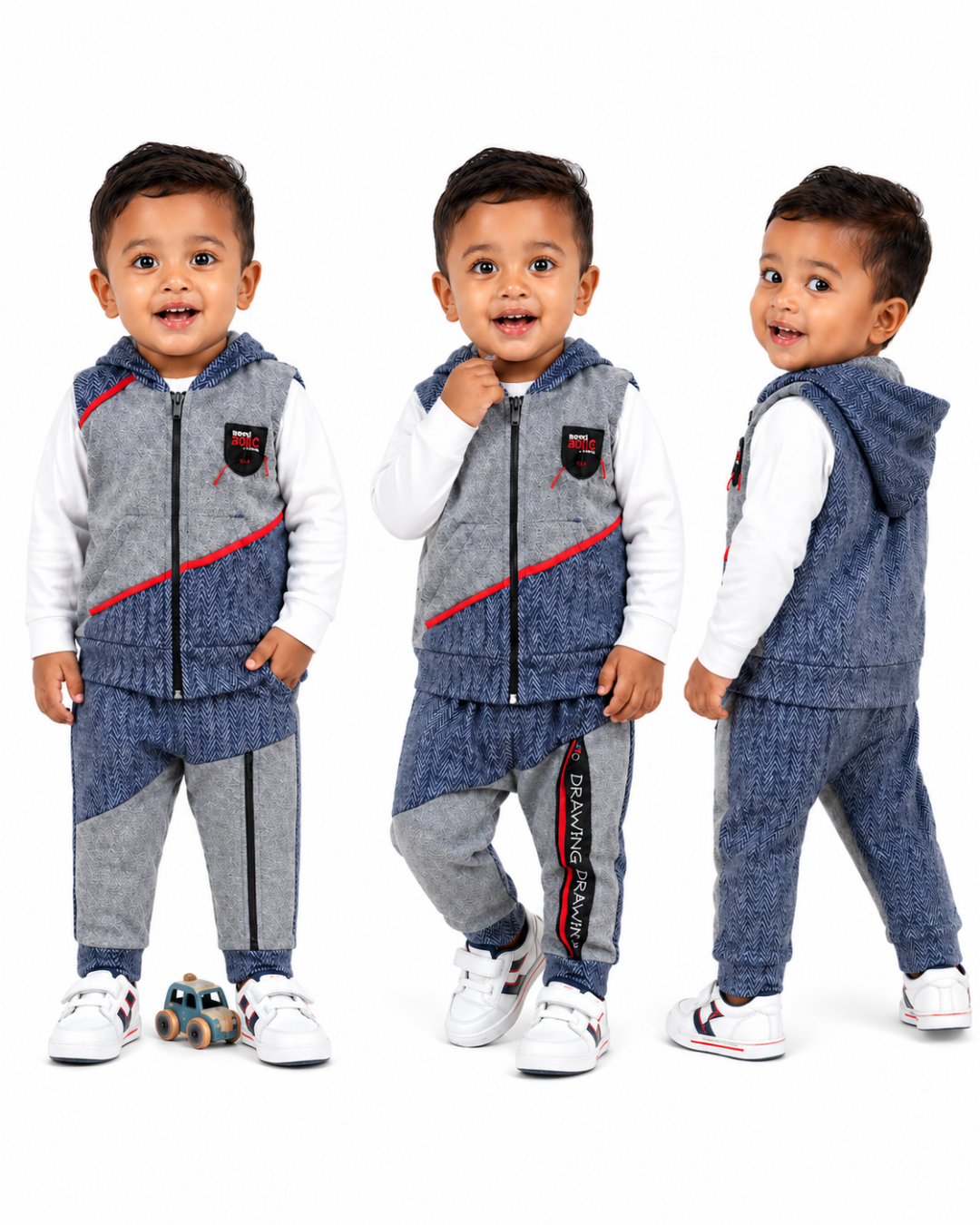 Babyboy Erkek Bebek Yelekli Üçlü Takım