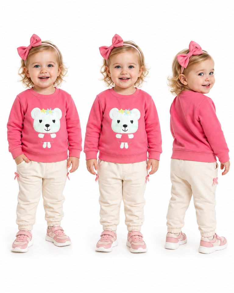 Watchme Kız Bebek Ayıcık Nakışlı Sweat