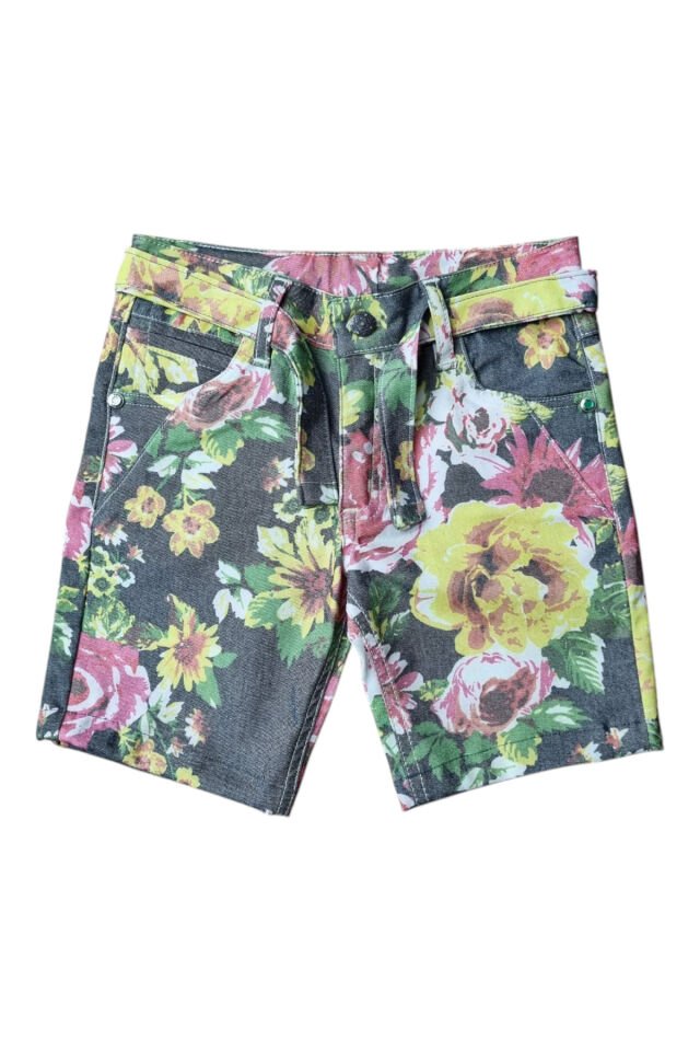 OZN Kız Çocuk Çiçek Desenli Kot Şort