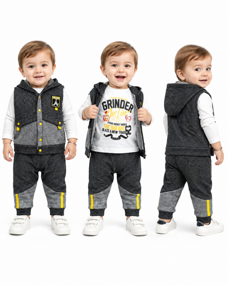 Babyboy Erkek Bebek Spor Yelekli Üçlü Takım
