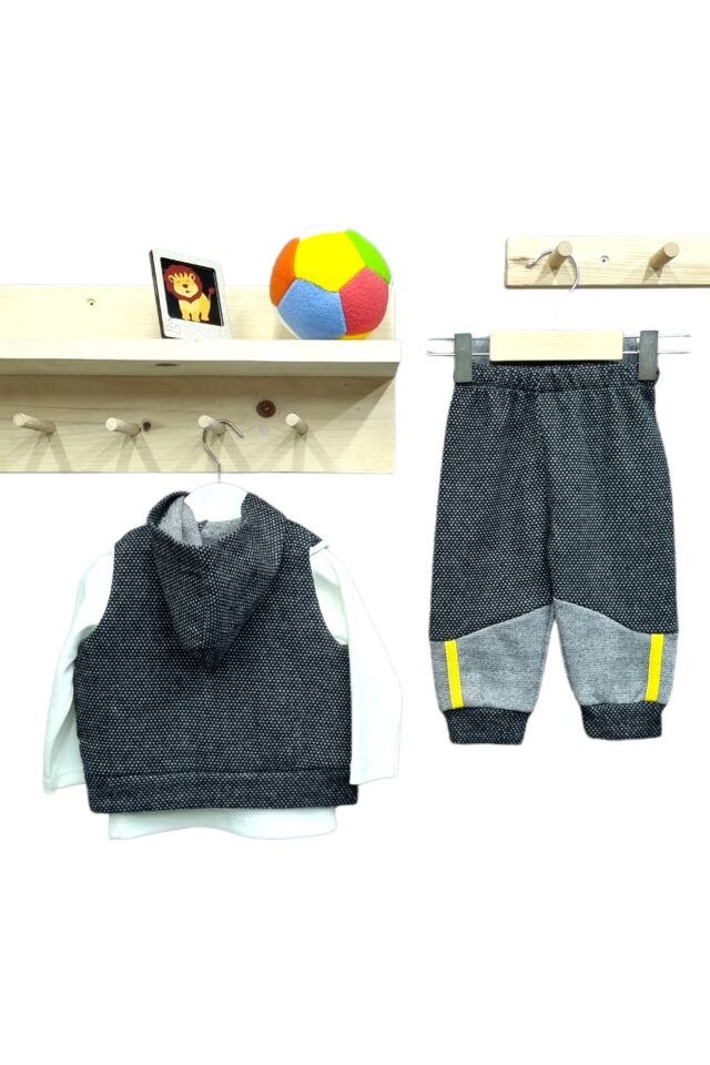 Babyboy Erkek Bebek Spor Yelekli Üçlü Takım