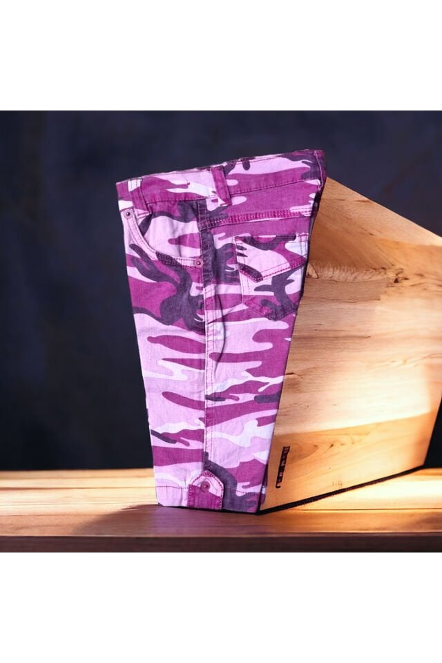 Mix Kamufulaj Desenli Kız Çocuk Yazlık Kapri Şort Pembe - 5 Yaş
