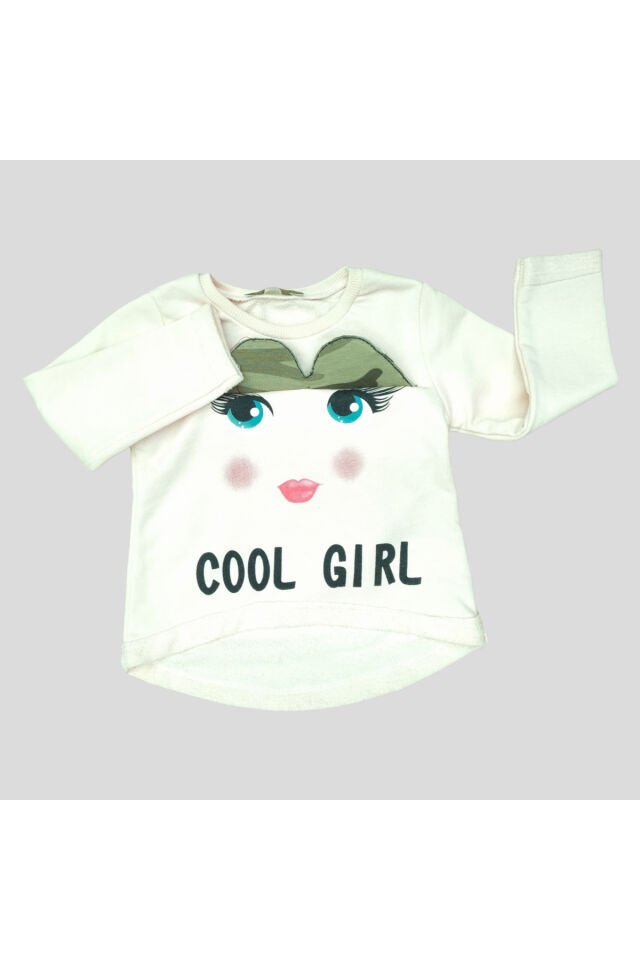 Pelops Kız Bebek Spor Taytlı Takım Krem - 1 Yaş