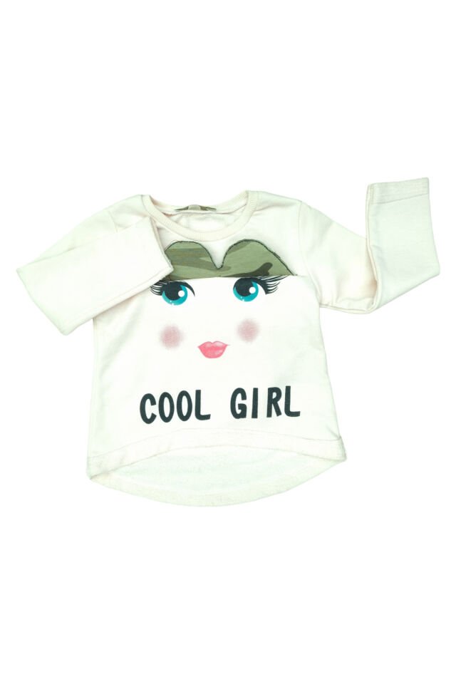Pelops Kız Bebek Spor Taytlı Takım Krem - 1 Yaş