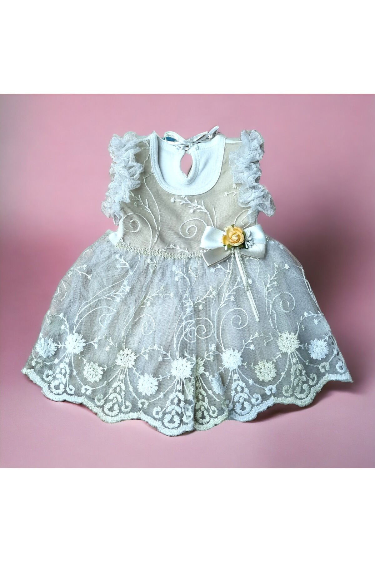 Flexi Kız Bebek Yazlık Elbise Bej - 6 Ay