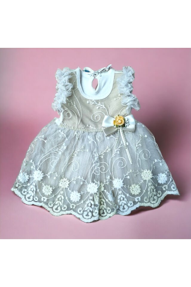 Flexi Kız Bebek Yazlık Elbise Bej - 6 Ay