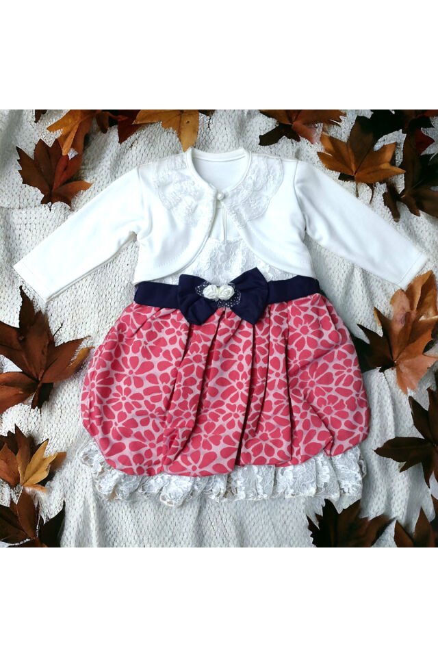Boncuk Kız Bebek Bolerolu Elbise Pembe - 1 Yaş