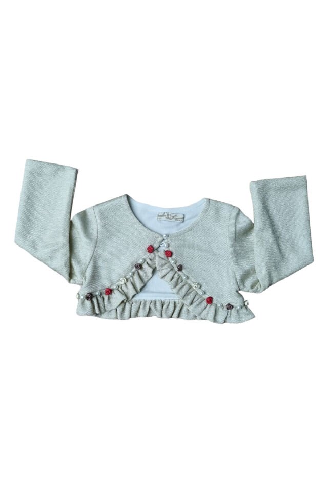Lilax Kız Bebek Çiçek Süslü Bolero Bej - 4 Yaş