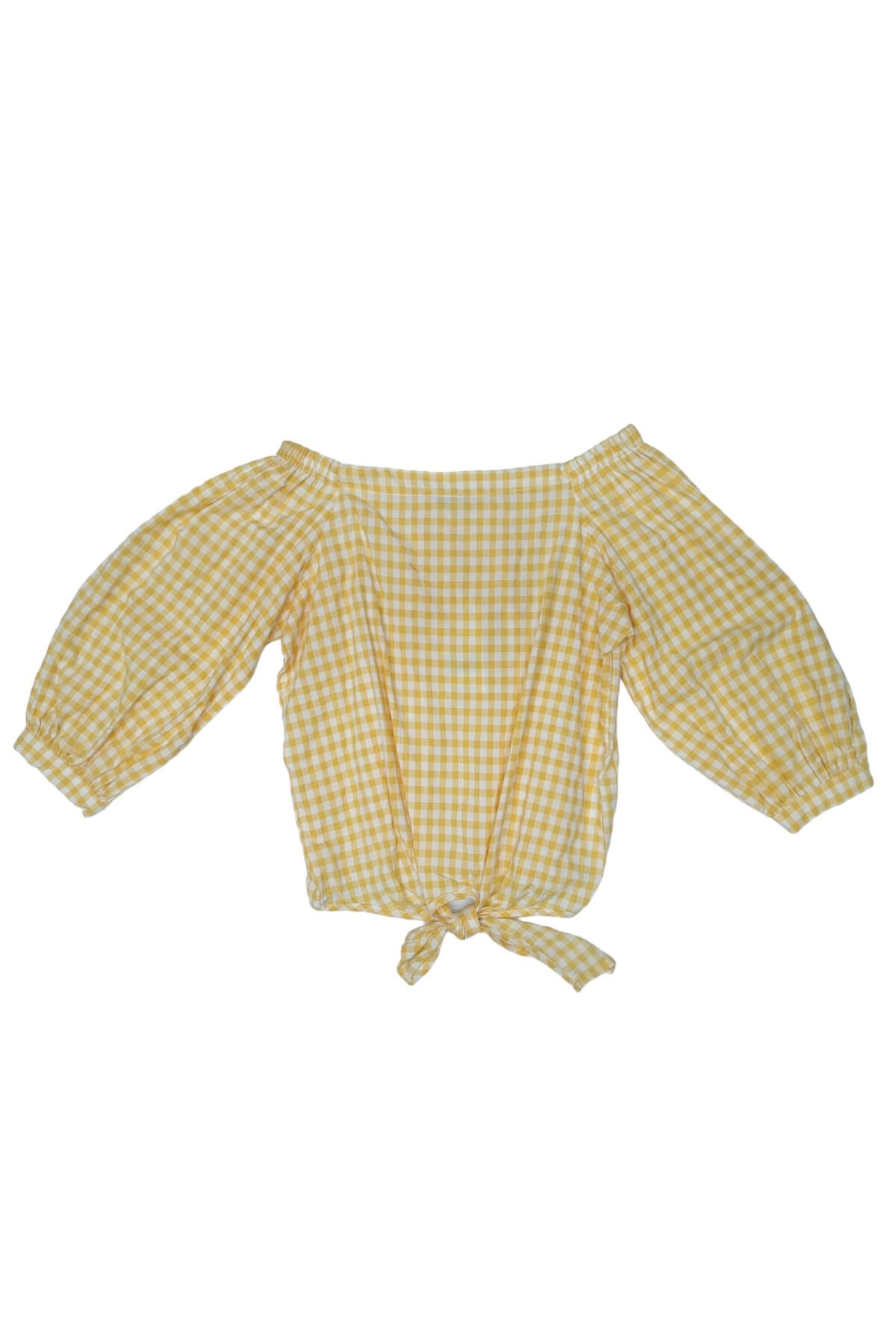 Cuento Kareli Genç Kız Yazlık Crop Bluz Sarı - 10-11 Yaş