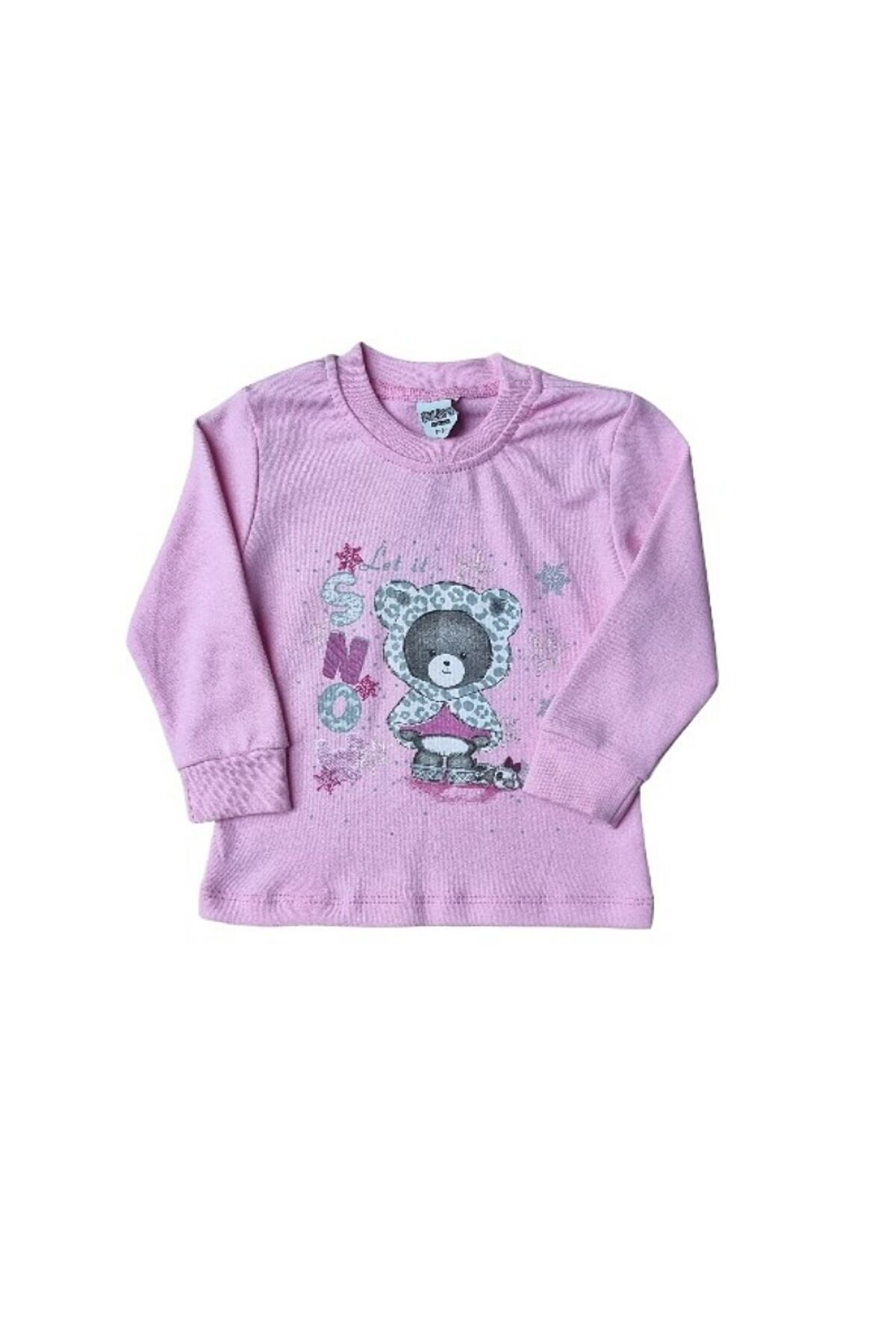 Pelops Kız Bebek Sevimli Ayıcık Baskılı Sweat Pembe - 2-3 Yaş