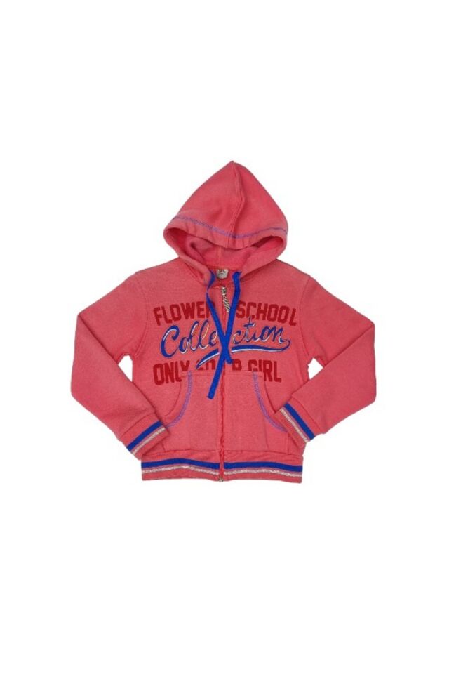 Pelops Kız Çocuk Kapuşonlu Sweatshirt Mercan - 7 Yaş