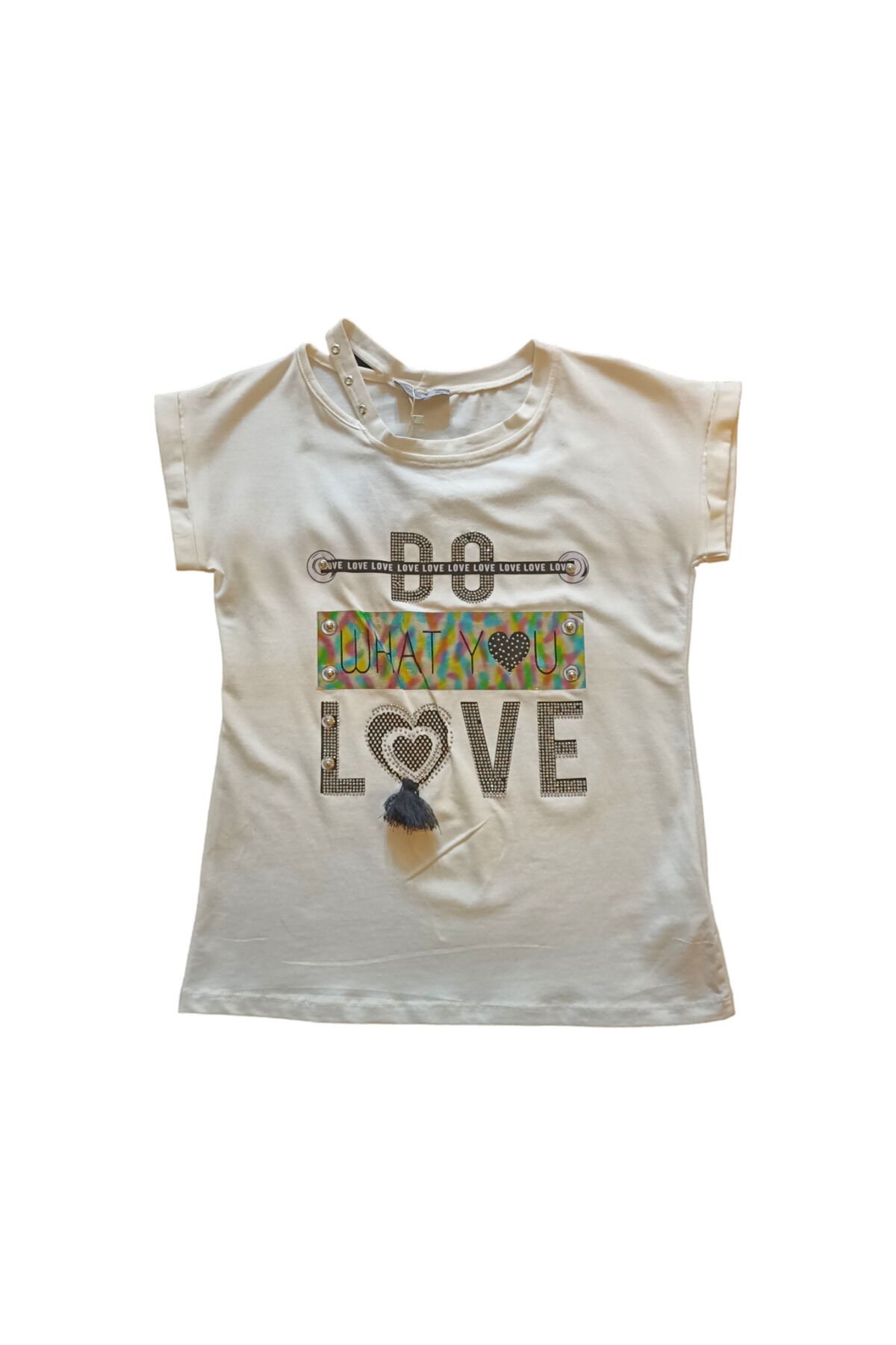 Zelish Genç Kız Love Yazlık T-shirt Beyaz - 14 Yaş