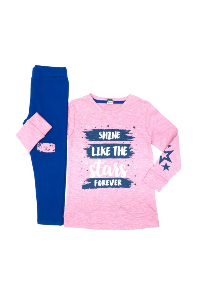 Pelops Kız Çocuk Spor Taytlı Takım Pembe - 6-7 Yaş