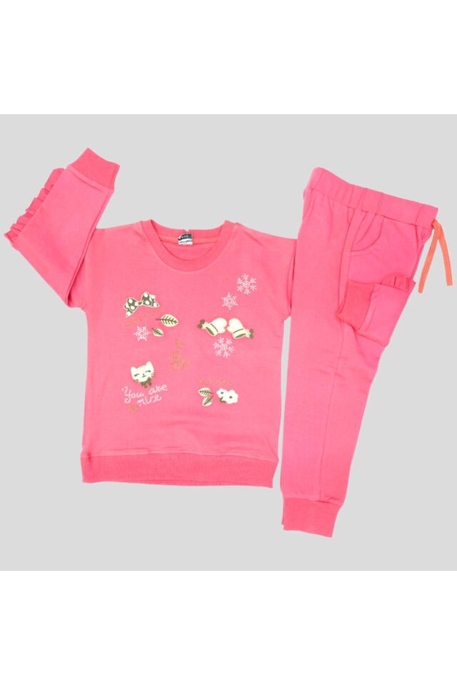 Pelops Kız Çocuk Spor Eşofman Takım Pembe - 5-6 Yaş