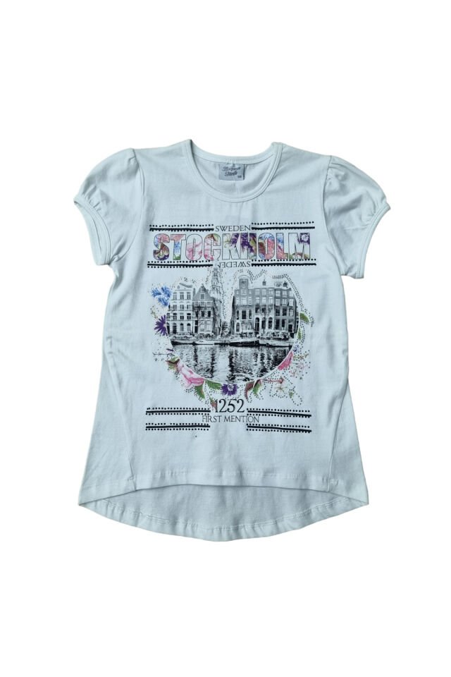 Breeze Kız Çocuk Sweden Yazlık Tshirt Beyaz - 8 Yaş
