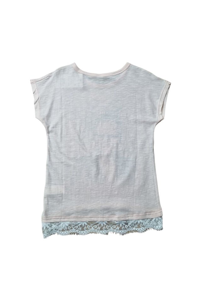 NJW Kız Çocuk Baskılı Yazlık T-shirt Bej - 11 Yaş
