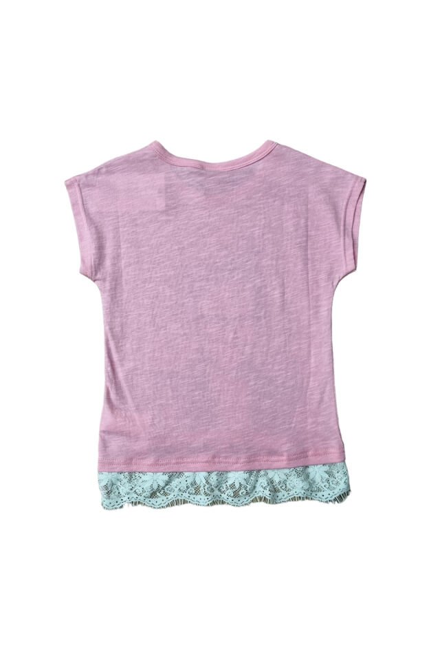 NJW Kız Çocuk Baskılı Yazlık T-shirt Pembe - 9 Yaş