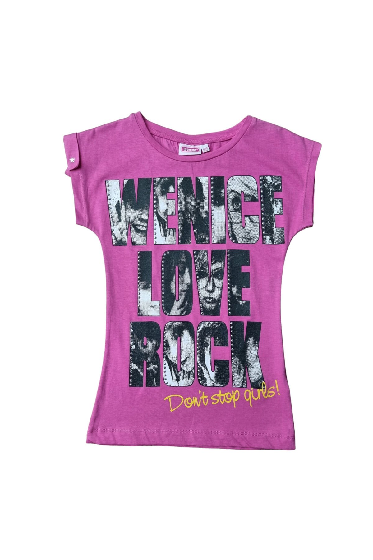 Wenice Kız Çocuk Baskılı Yazlık T-shirt Pembe - 9 Yaş