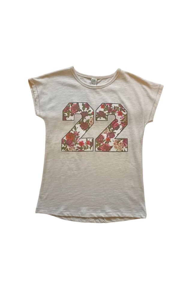 Njw Kız Çocuk Baskılı Yazlık T-shirt Bej - 9 Yaş