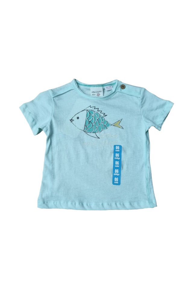 Babyboy Erkek Bebek Balıklı Yazlık T-shirt Mint - 6 Ay