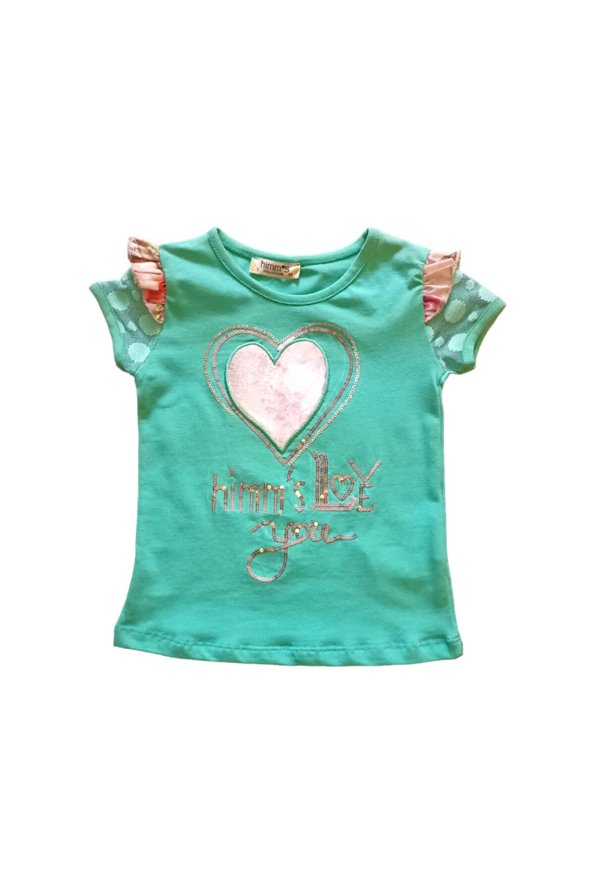 Hmms Kız Bebek Kalpli Yazlık T-shirt Mint - 3 Yaş