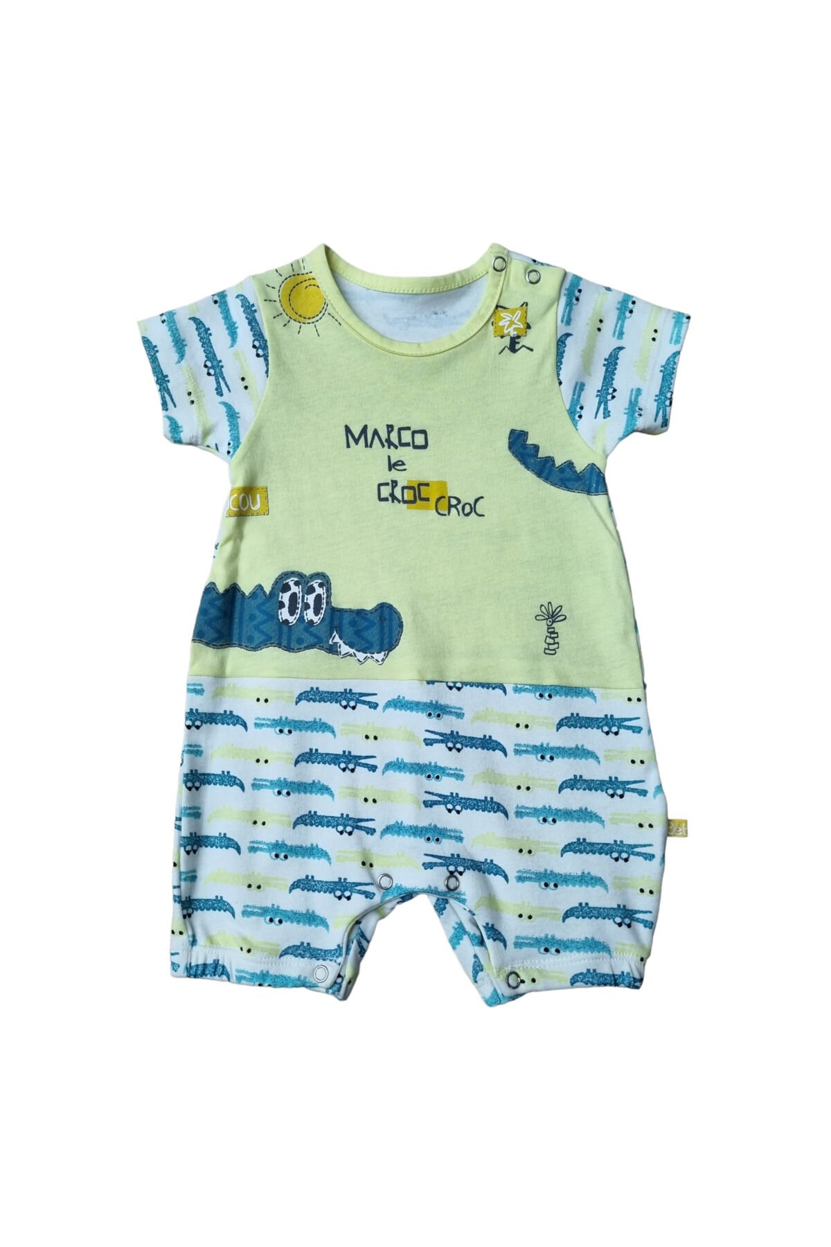 Bebetto Erkek Bebek Timsahlı Yazlık Tulum Sarı - 3-6 Ay