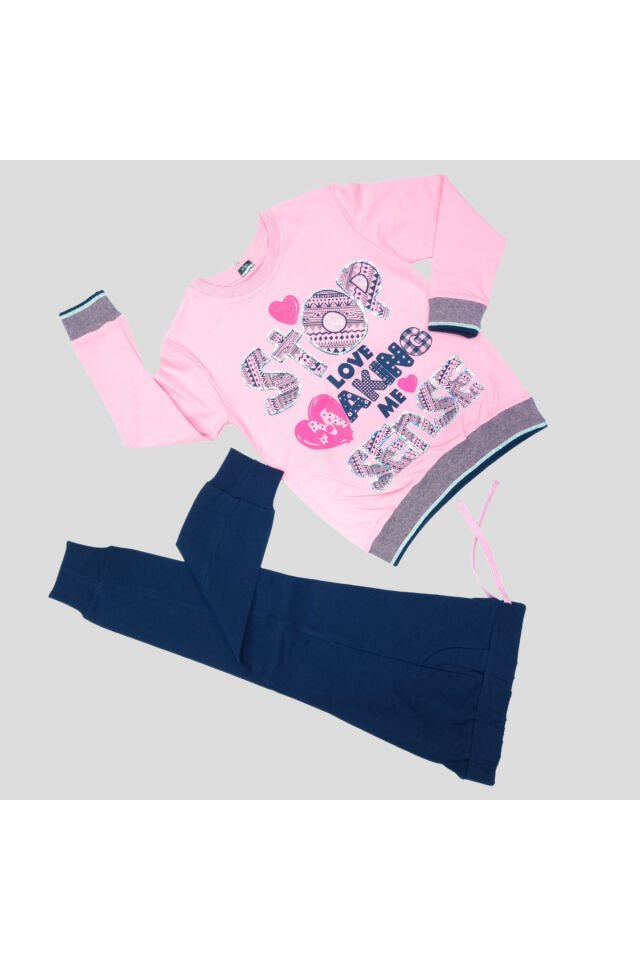 Pelops Kız Çocuk Spor Eşofman Takım Pembe - 7-8 Yaş