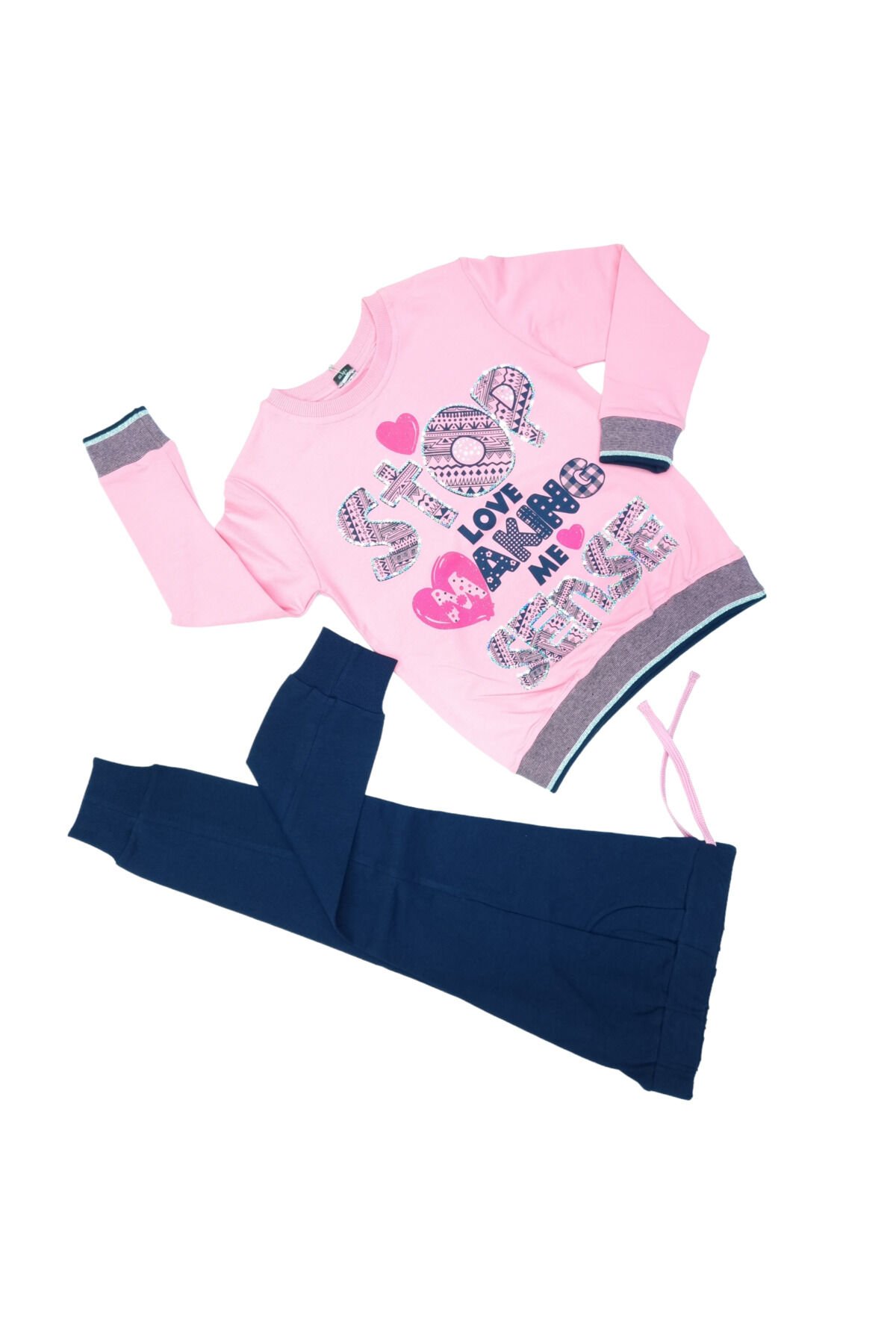 Pelops Kız Çocuk Spor Eşofman Takım Pembe - 7-8 Yaş