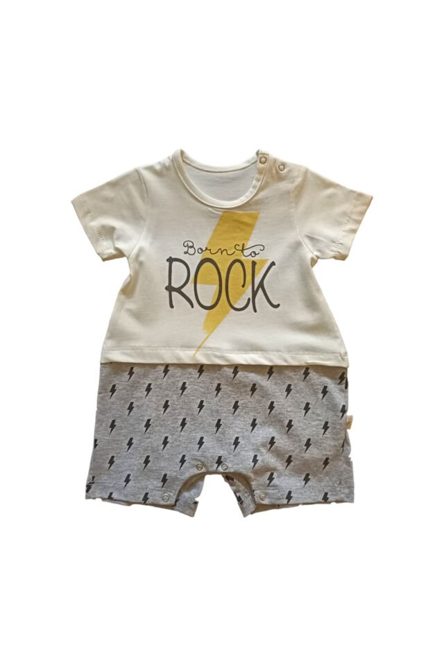 Bebetto Erkek Bebek Rock Yazlık Tulum Gri - 3-6 Ay