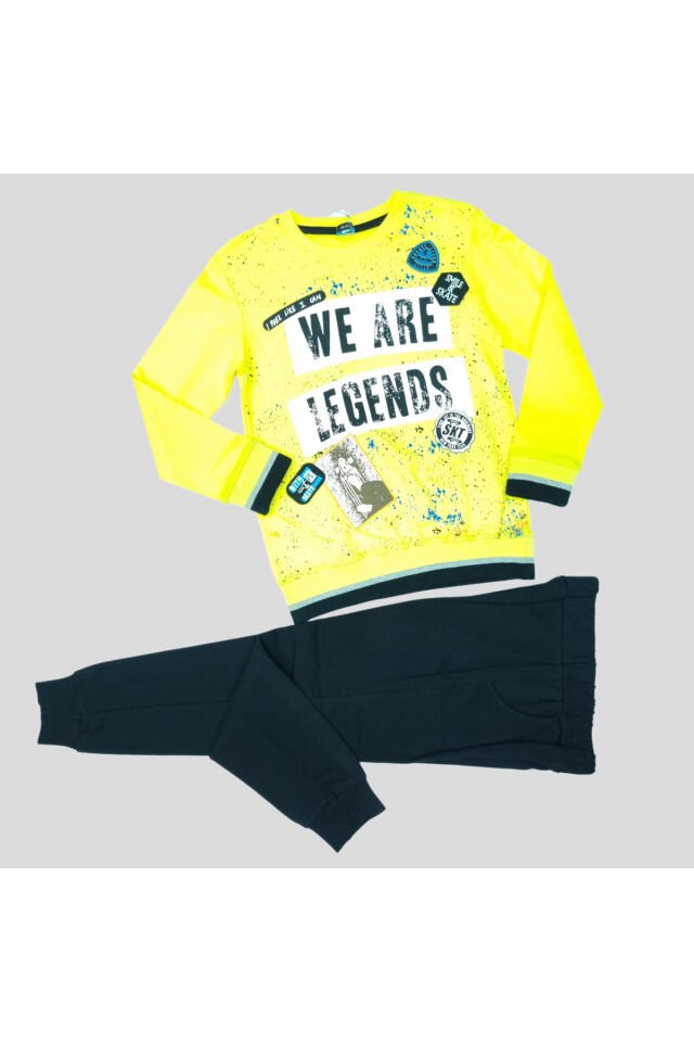 Pelops Erkek Çocuk Spor Eşofman Takım Sarı - 7-8 Yaş