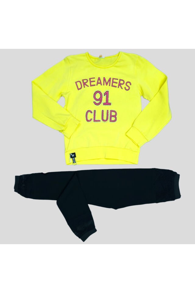 Popshops Kız Çocuk Spor Taytlı Takım Sarı - 8-9 Yaş