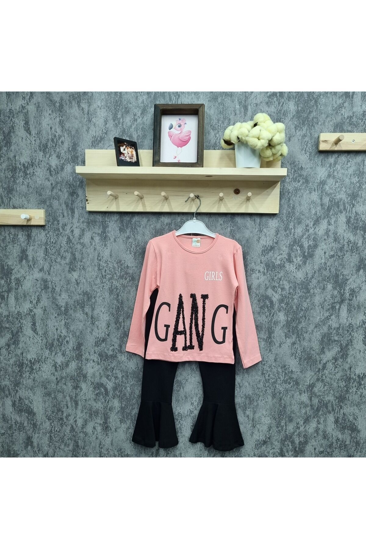 Popshops Kız Bebek Spor Taytlı Takım Pudra - 3-4 Yaş